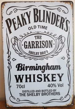 Peaky Blinders Whiskey wit reclamebord metaal