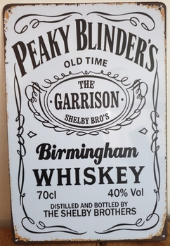 Peaky Blinders Whiskey wit reclamebord metaal