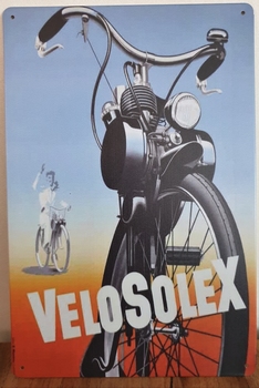 Velosolex blauw oranje reclamebord metaal