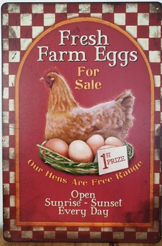 Fresh Farm Eggs kippen eieren Reclamebord metaal