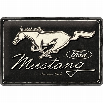 Ford mustang horse black logo metalen reclamebord 30
