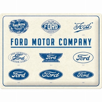 Ford motor company logo evolution metalen reclamebord