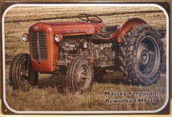 Massey Ferguson Reworked MF35 Reclamebord metaal