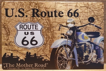 Route 66 Motor Kaart Reclamebord metaal