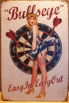 Darts Bulls eye easy in easy out pinup metalen bord