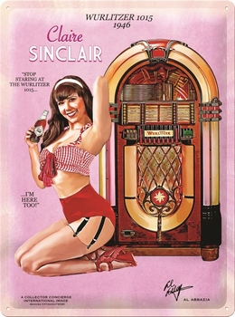 Jukebox wurlitzer 1015 claire sinclair metalen wandbord