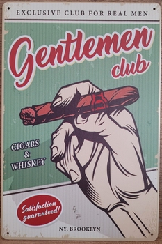 Gentleman club Sigaar reclamebord van metaal