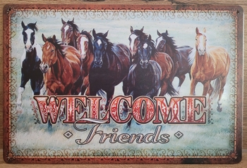Welcome Friends Paarden reclamebord van metaal