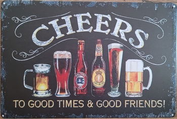 Cheers  to good times glazen horizontaal reclamebord