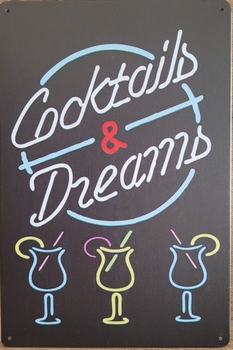 Cocktails and Dreams neon stijl reclamebord van metaal