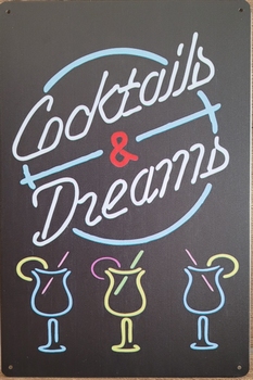Cocktails and Dreams neon stijl reclamebord van metaal