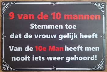 negen van de 10 mannen reclamebord van metaal