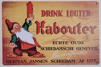 Louter kabouter genever metalen wandbord