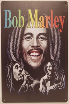 Bob Marley kleuren metalen wandbord