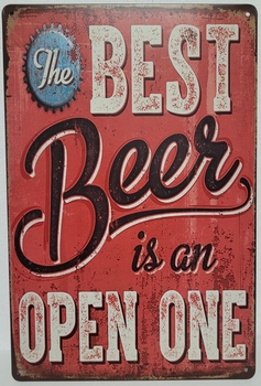 Best beer is an open one metalen wandbord