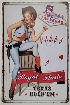 Las vegas royal flush metalen reclamebord texas hold'em
