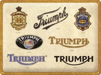 Triumph logo evolution metalen relief reclamebord