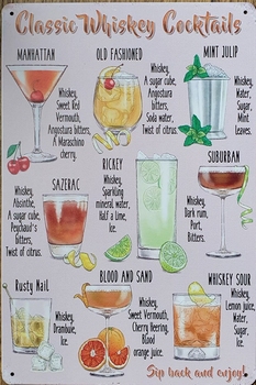 Whiskey Cocktails reclamebord van metaal