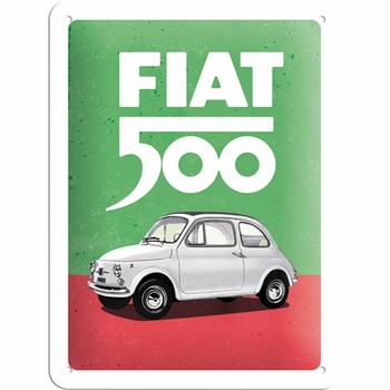 Fiat 500 italian colours metalen wandbord