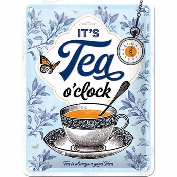 It's tea o'clock metalen wandbord thee tijd