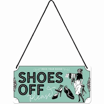 Shoes off hanging sign metaal