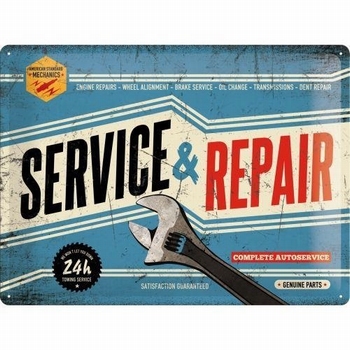 Service en repair metalen wandbord relief
