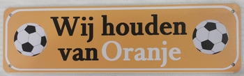 Wij houden van oranje metalen wandbord