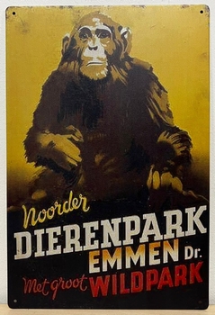 Noorder Dierenpark Emmen Wildpark Aap reclamebord van