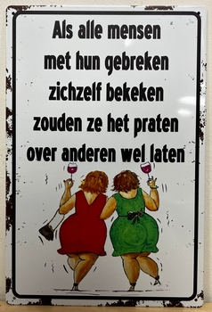 Mensen met hun gebreken zichzelf bekeken metalen recla