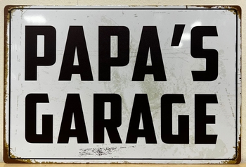 Papa's Garage reclamebord metaal 30x20 cm