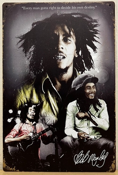 Bob Marley old look collaage reclamebord metaal 30x20
