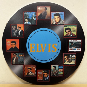 Elvis presley collage lp vinyl metalen reclamebord rond