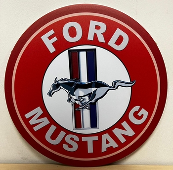 Ford mustang metalen reclamebord rond