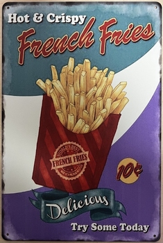 French Fries wandbord van metaal