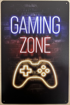 Gaming Zone Neon Look wandbord van metaal
