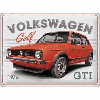 Volkswagen golf gti 1976 metalen wandbord met reliëf