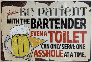 Bartender serve asshole metalen wandbord