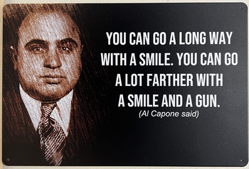 Al Capone Smile Gun metalen wandbord