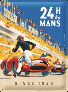 24 uur le mans racing 1923 metalen wandbord relief