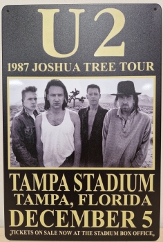 U2 Joshua Tree tour 1987 Florida wandbord metaal