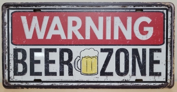 Warning Beer zone  License plate