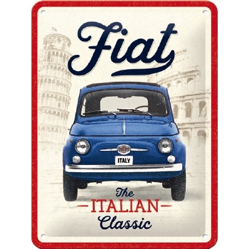 Fiat 500 italian classic reclamebord relief