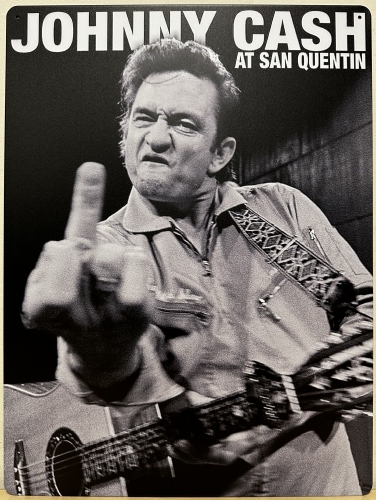 Johnny Cash San Quentin Middelvinger wandbord