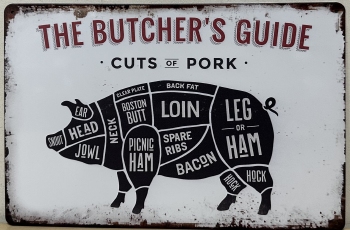 Delen van het varken Butchers Guide Reclamebord metaal