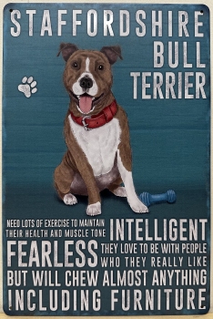 Staffordshire Bull Terrier hond Eigenschappen wandbord