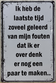 Geleerd van mijn Fouten wandbord van metaal