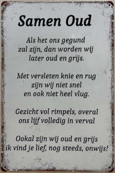 Samen Oud Tekstbord reclamebord van metaal