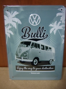 Volkswagen VW Bulli busje reclamebord metaal klein