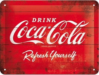 Coca cola rode logo refresh yourself metalen bord
