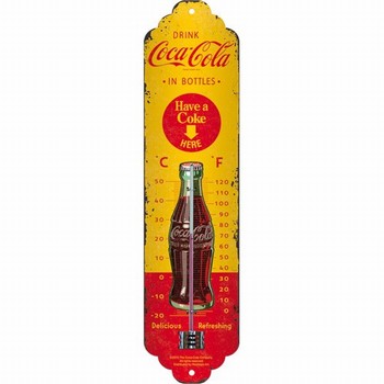Thermometer Coca cola rood geel fles